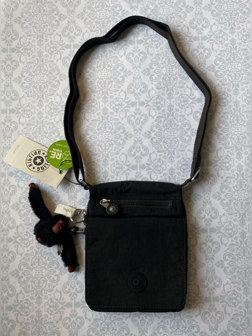 NWT Kipling Compact Crossbody Bag with Adjustable Strap & Plush Monkey Keychain